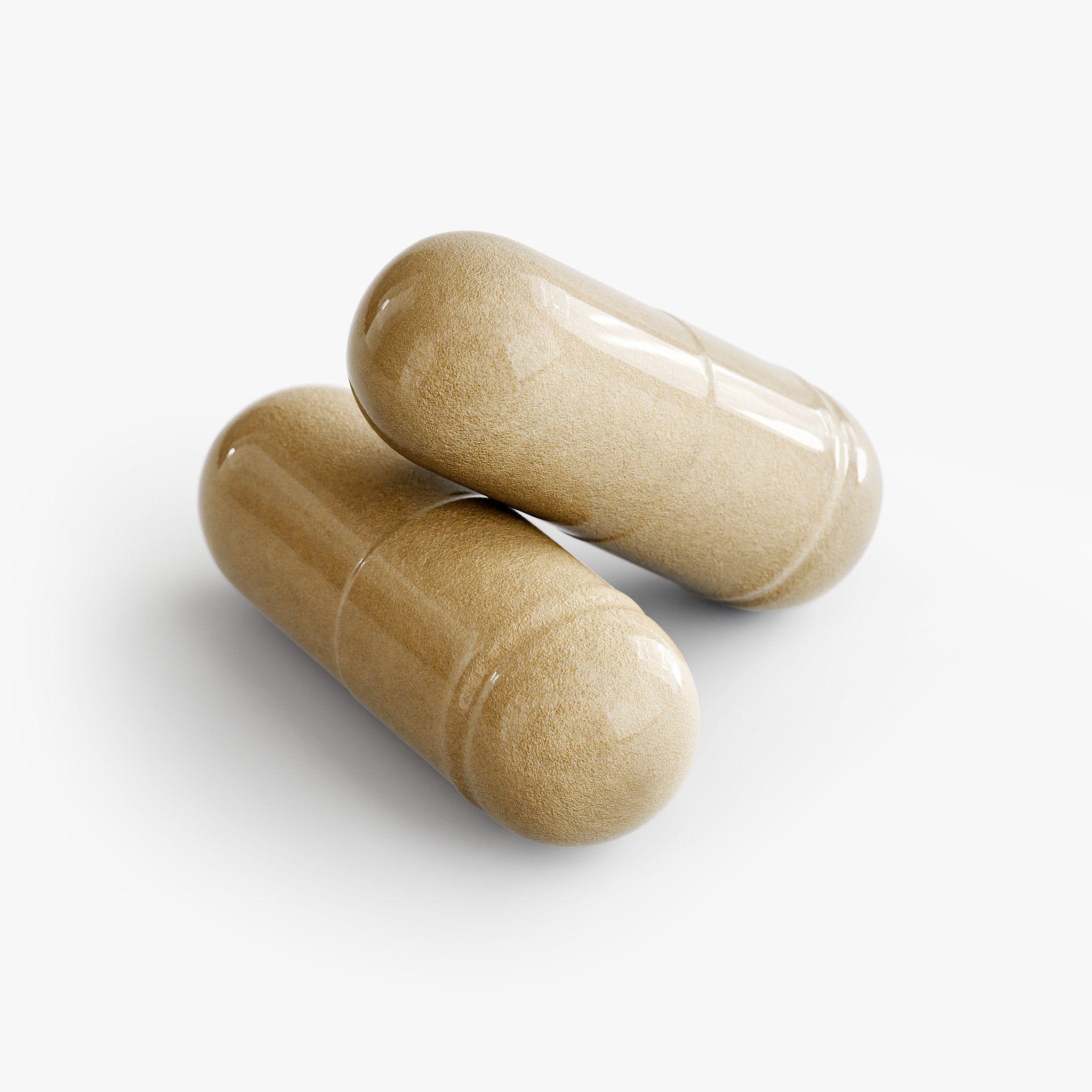 Two beige Moringa Pure capsules on a white background
