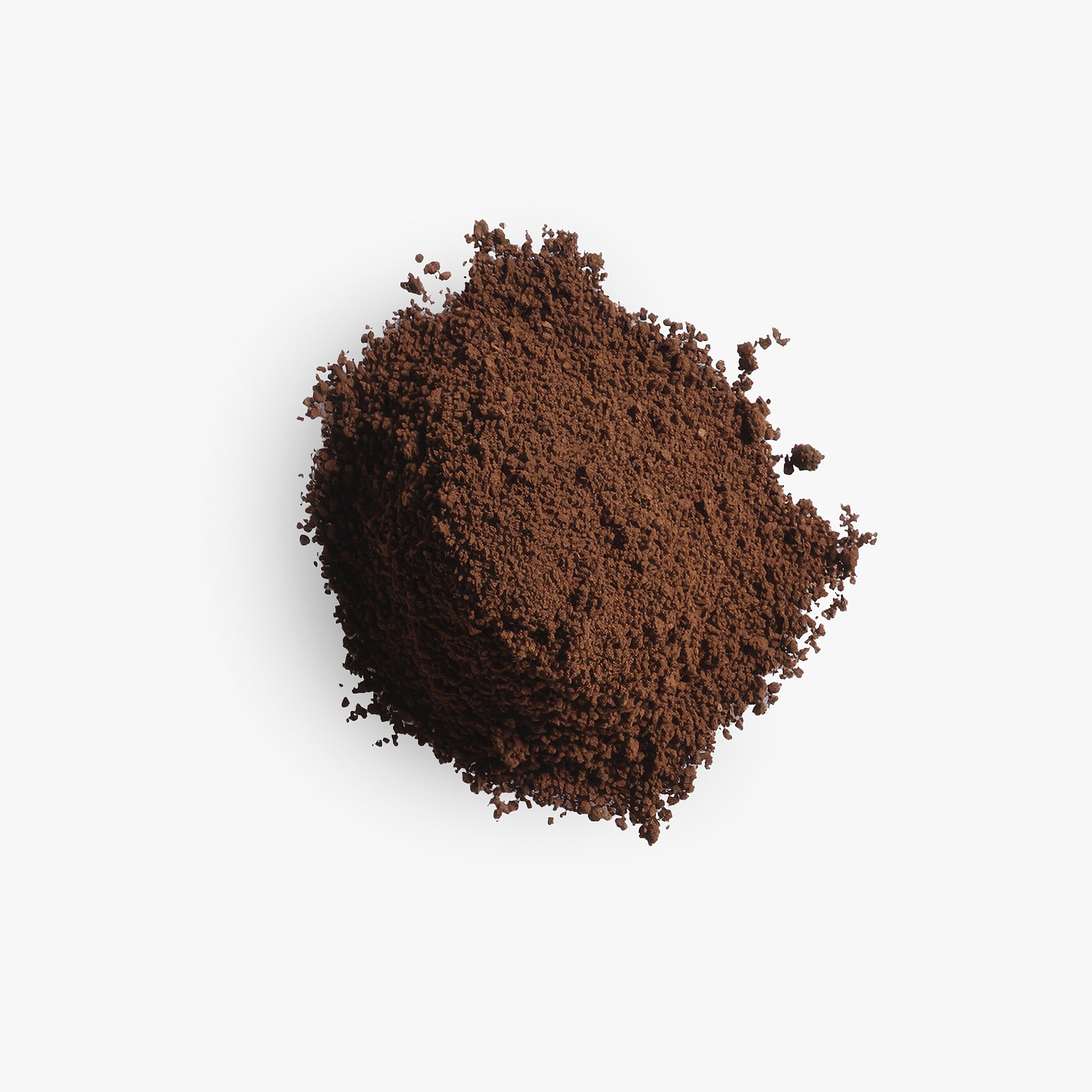 Coarse vitality mushroom ground coffee on a white background