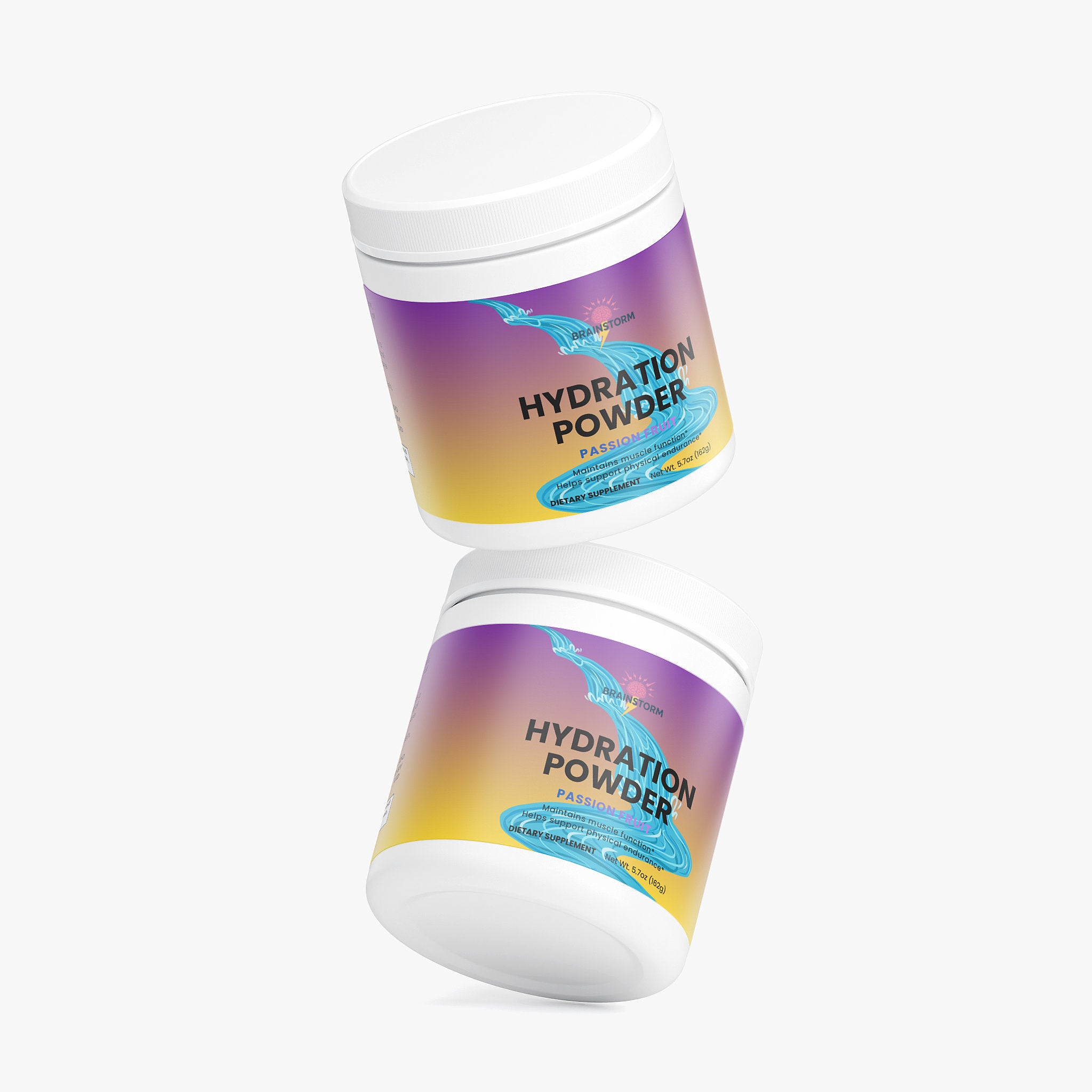 Two containers of 'Hydration Powder' on a white background