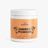 Container of Brainstorm Energy Powder with orange label. Fruit punch flavor, with &