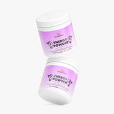Two containers of Brainstorm energy powder Cotton Candy Flavor stacked on top of each other on a white background