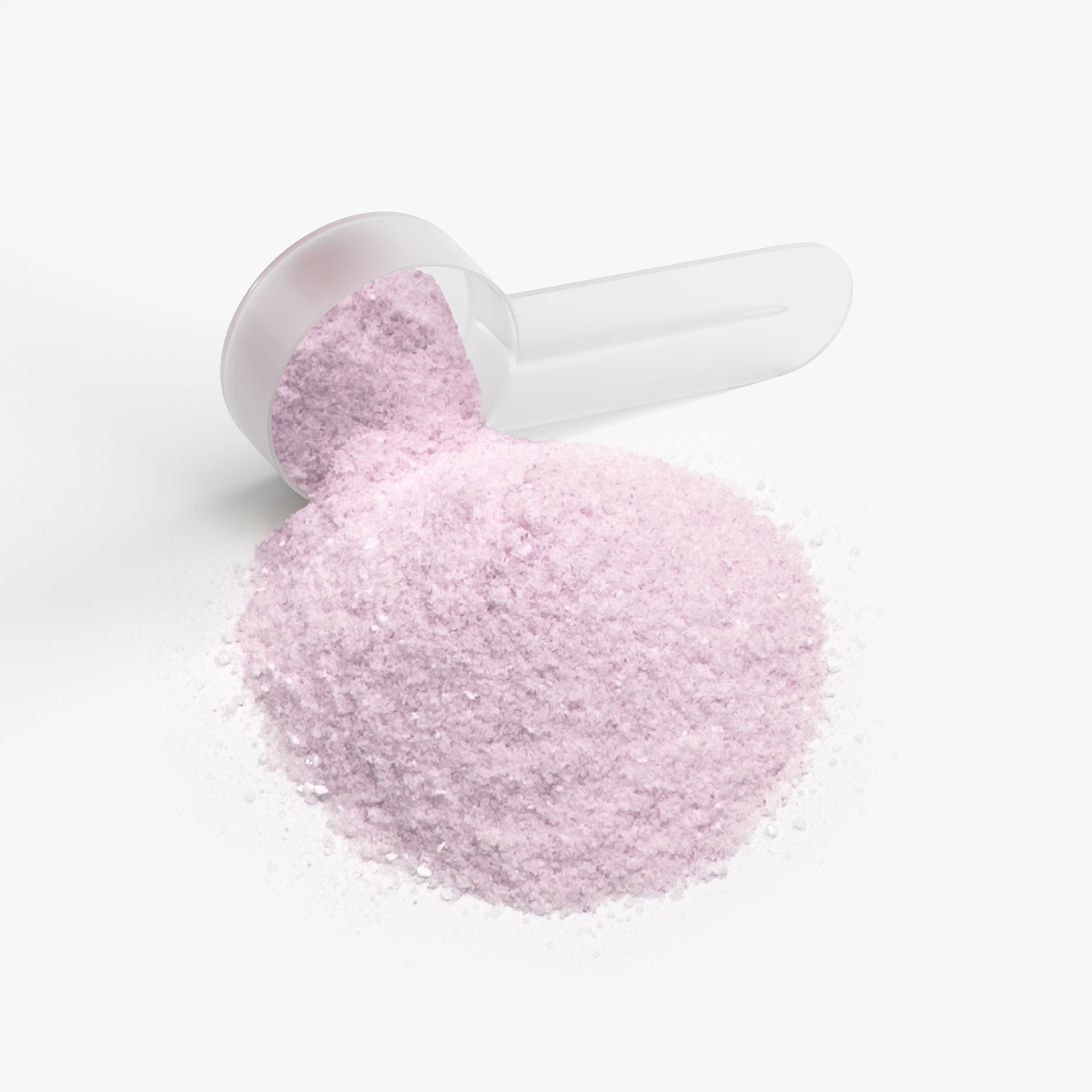 Scoop of Pink Brainstorm Energy powder on a white background 