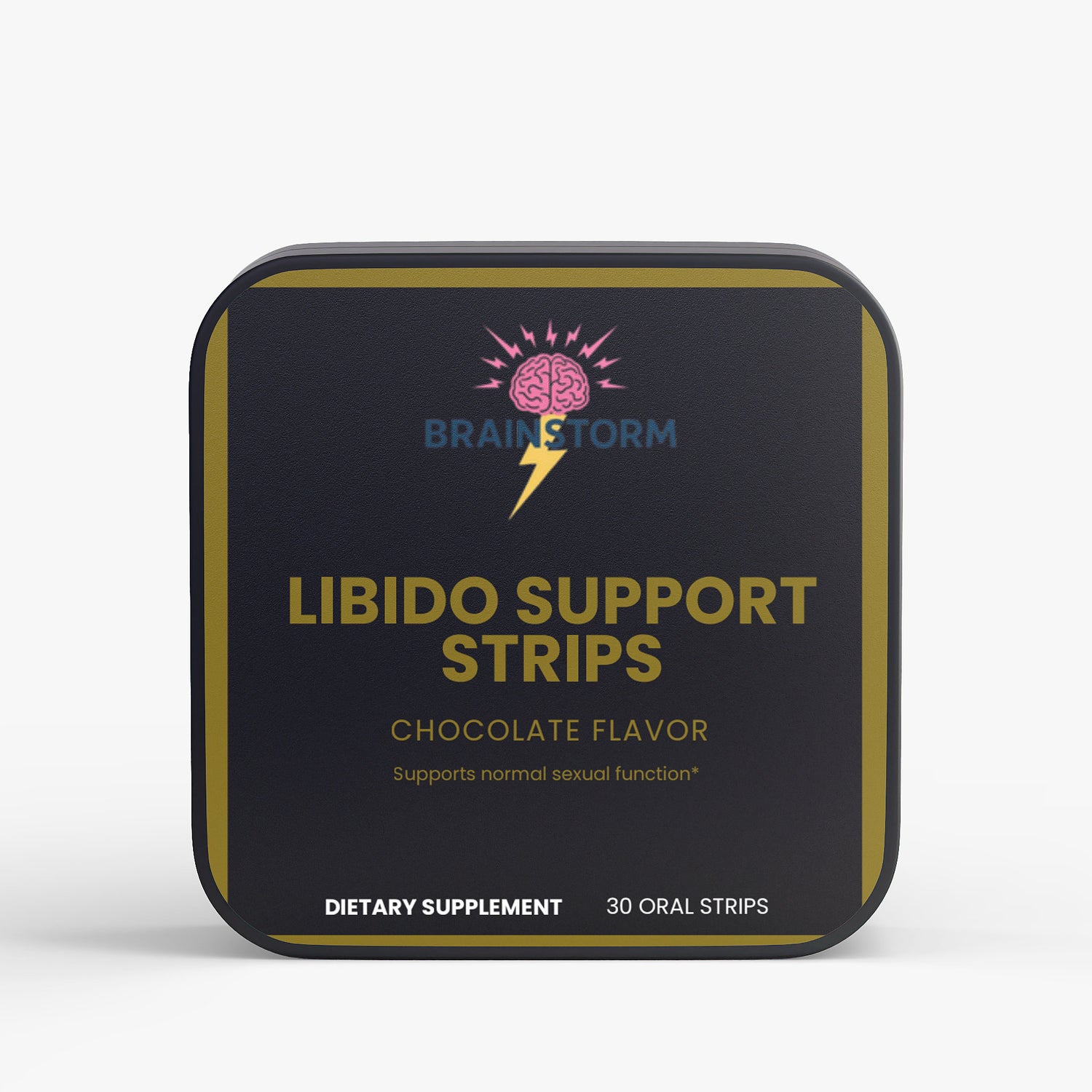 Tin of Libido Support Strips with Brainstorm branding on a white background