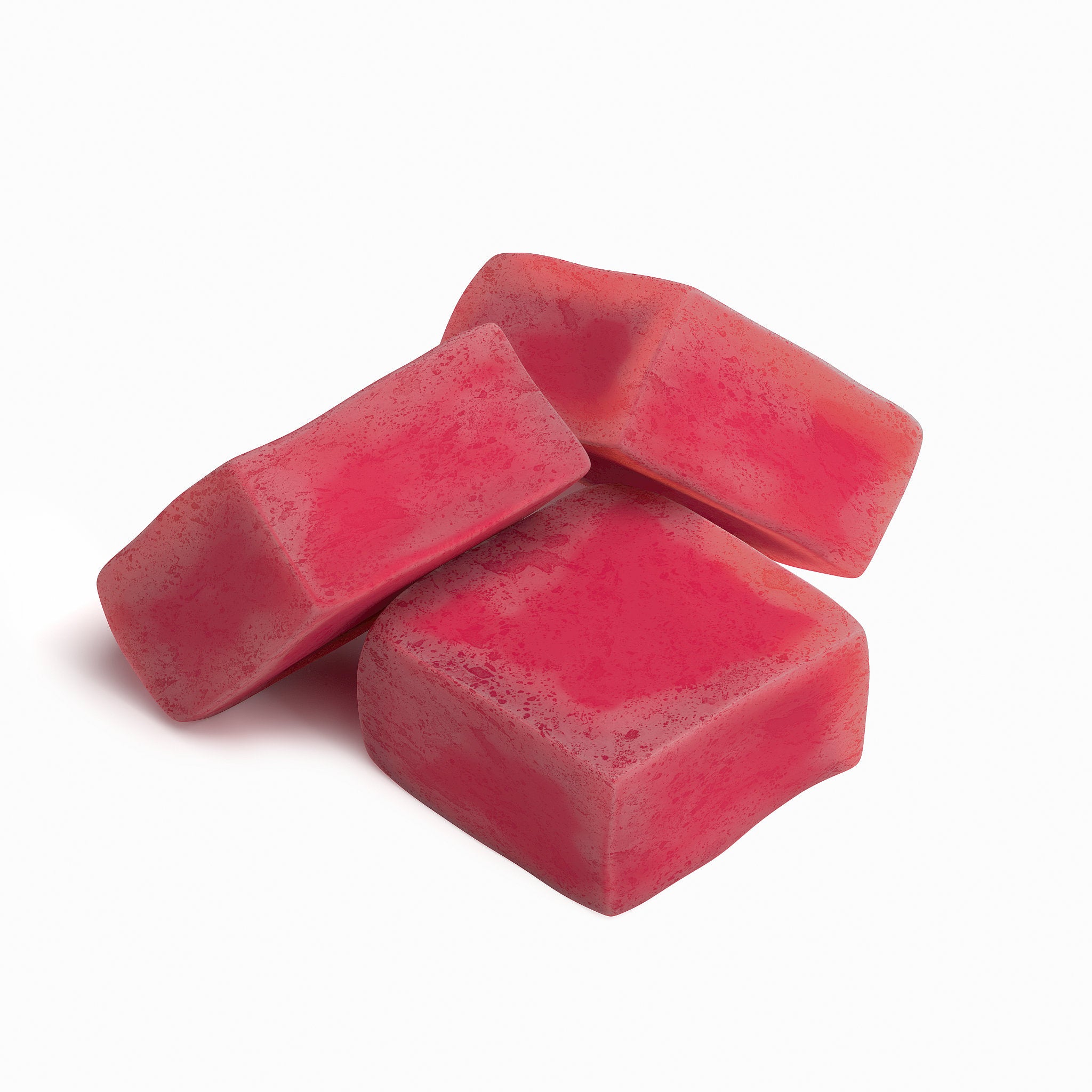 Three pink Cordyceps Energy Gummies on a white background 